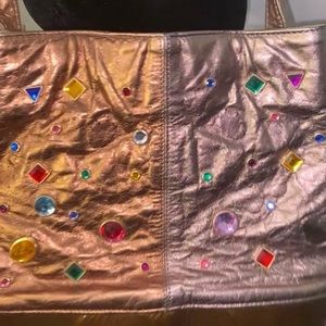 Vintage Metallic Brown Jeweled Bag